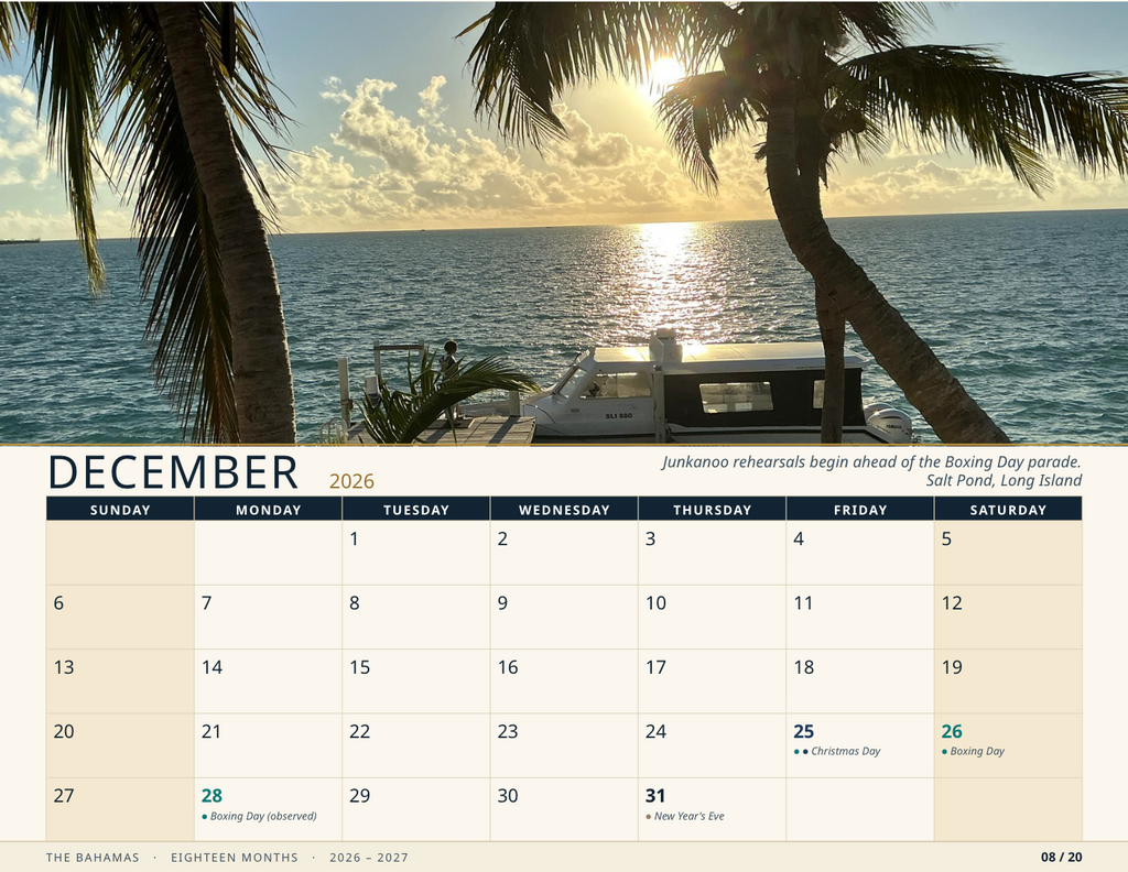 The Bahamas 2026-2027 Calendar        ▪︎        18 Month Calendar