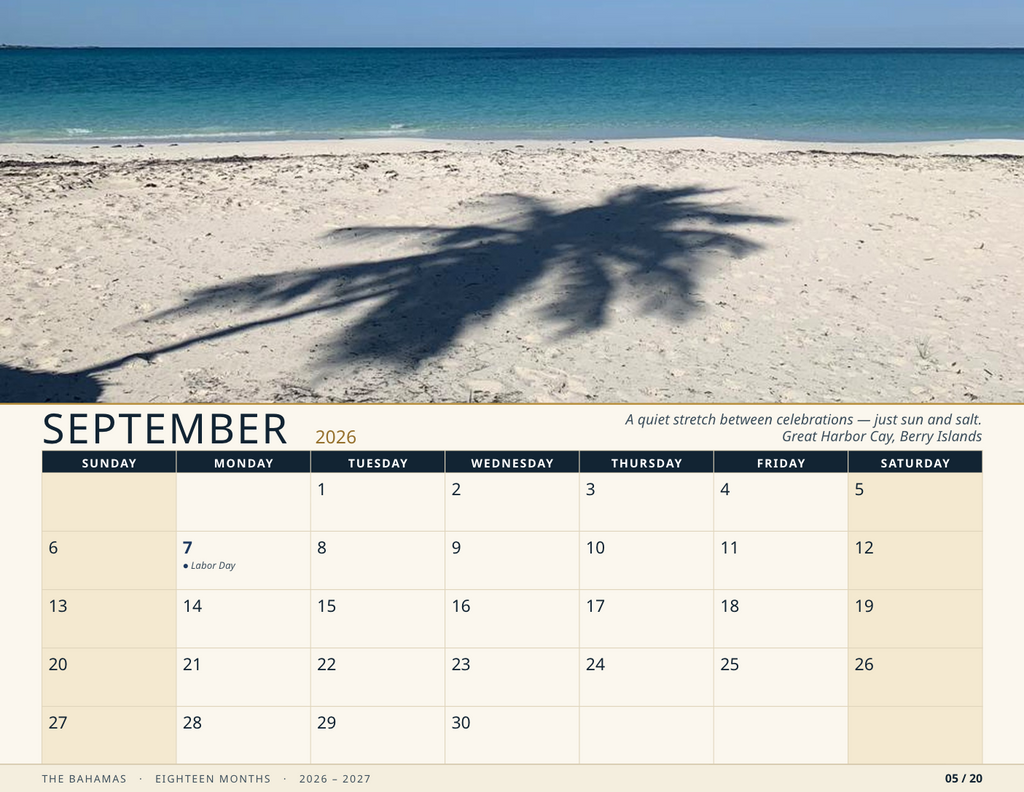 The Bahamas 2026-2027 Calendar        ▪︎        18 Month Calendar